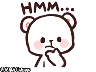 🤔 HMM... bear, thinking, pondering, question, cute, animal whatsapp sticker