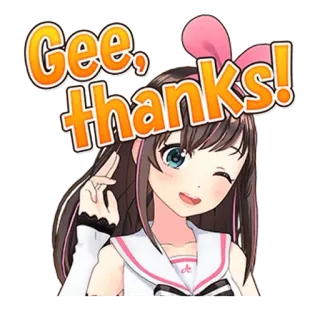 🦁 Kizuna AI Gee, thanks! anime, girl, kawaii, thank you, vtuber telegram sticker