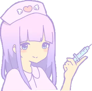 💉 perawat, anime, pastel, jarum suntik, medis, kawaii whatsapp sticker