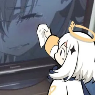 💭 Paimon Genshin Impact ไพม่อน, เก็นชิน อิมแพ็ค, อนิเมะ, ตัวละคร, วิดีโอเกม whatsapp sticker