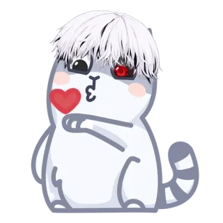 ❤️ imut, anime, kucing, kartun, hati, kawaii telegram sticker