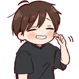 😬 boy, cute, anime, cartoon, happy, smiling, cheerful telegram sticker