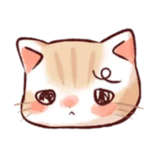😔 кот, стикер, милый, животное, мультик, рыжий кот whatsapp sticker