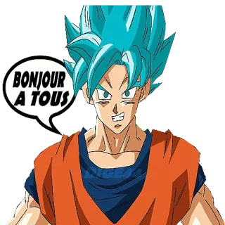 🛏 Goku Dragon Ball BONJOUR A TOUS Goku, Dragon Ball, Anime, Cartoon, Blaue Haare, Super Saiyajin, Bonjour whatsapp sticker