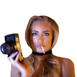 😶 femme, appareil photo, cigarette, mannequin, portrait whatsapp sticker