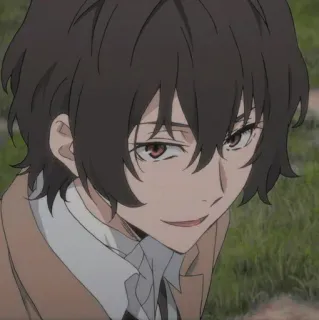 🍷 Osamu Dazai Bungou Stray Dogs Anime, Bungou Stray Dogs, Osamu Dazai, Dazai, Charakter, lächelnd, Porträt telegram sticker