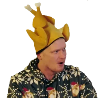 😱 mann, truthahn hut, weihnachtspullover, lustig, porträt, feier telegram sticker
