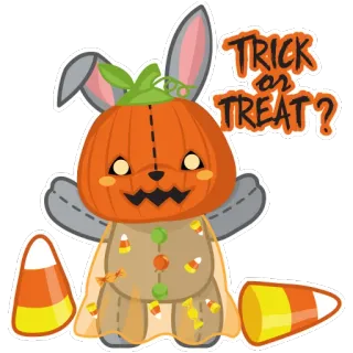 🎃 Trick or Treat? ハロウィン, うさぎ, かぼちゃ, トリックオアトリート, キャンディ, 祝日, 秋 telegram sticker