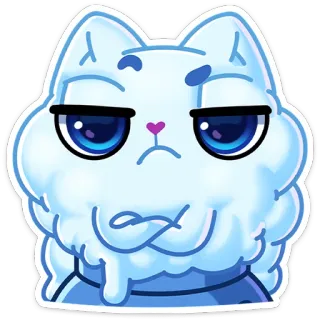 😒 gato, animal, pegatina, dibujo animado, lindo, gruñón, azul, ilustración telegram sticker