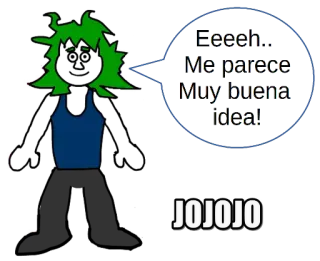 😊 I eeeh.. Me parece Muy buena Ideal dessin animé, bulle de dialogue, cheveux verts, espagnol telegram sticker