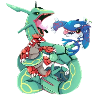 🤬 pokemon, rayquaza, groudon, kyogre, fighting, monster, game, sticker telegram sticker