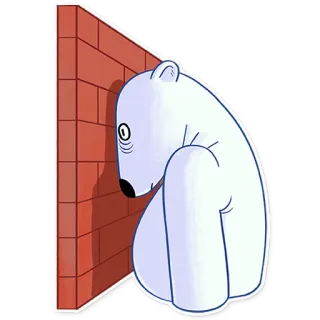 ⛔ медведь, стена, грустный, разочарованный, мультфильм, персонаж whatsapp sticker