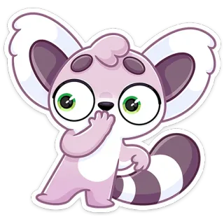 😬 lemur, słodki, zwierzę, kreskówka, ssak, naklejka, fioletowy telegram sticker