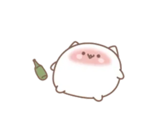 😮‍💨 mignon, chat, kawaii, potelé, joyeux, bouteille telegram sticker