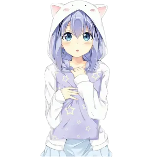☺️ 애니메이션, 귀여운, 소녀, 후드티, 귀여움, 일러스트 telegram sticker