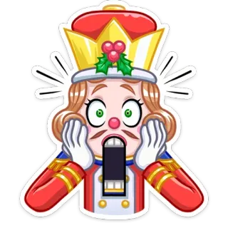 😱 นัทแครกเกอร์, ตกใจ, ประหลาดใจ, คริสต์มาส, วันหยุด, อิโมจิ, สติกเกอร์ whatsapp sticker