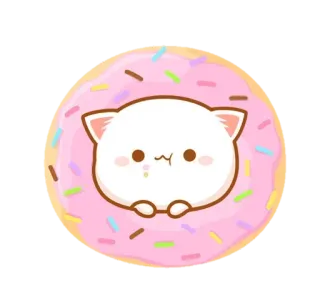✨ mèo, bánh rán, kawaii, dễ thương, hồng telegram sticker