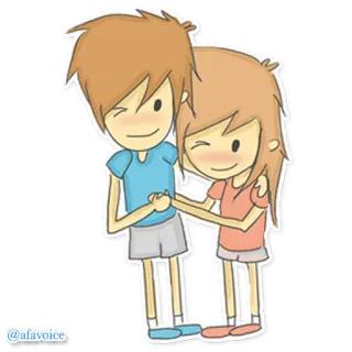 😉 @afavoice para, kreskówka, słodkie, miłość, związek telegram sticker