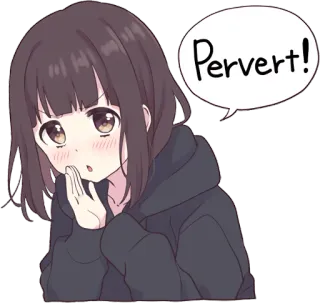 😳 Pervert! anime, cartoon, girl, insult, slang telegram sticker