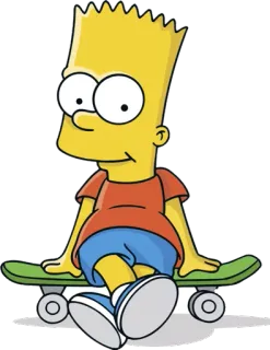 😊 Bart Simpson The Simpsons cartoon, skateboard, yellow, boy, simpsons whatsapp sticker