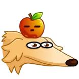 😑 cachorro, maçã, desenho animado, animal, fofo, adesivo telegram sticker