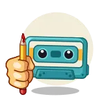 🤦‍♂️ เทปคาสเซ็ต, เพลง, เรโทร, ดินสอ, ภาพวาด, ศิลปะ telegram sticker