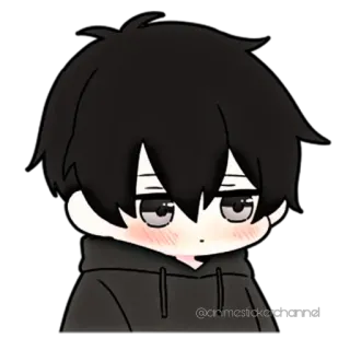 ☺️ anime, boy, hoodie, sad, cute whatsapp sticker