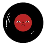 😟 vinile, disco, musica, faccia, cartone animato, personaggio whatsapp sticker