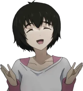 😄 fille anime, souriant, joyeux, mignon telegram sticker
