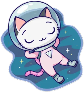 😌 gato, astronauta, espacio, gatito, animal, lindo, kawaii whatsapp sticker