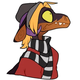 😦 dinosauro, rettile, cartone animato, antro, personaggio, furry whatsapp sticker