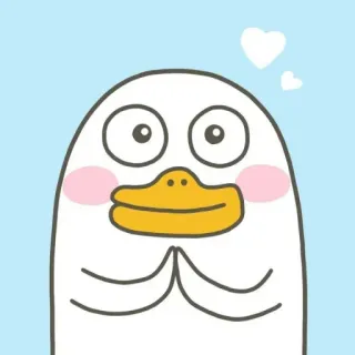 💨 anatra, carino, cartone animato, animale, cuore, amore, kawaii whatsapp sticker
