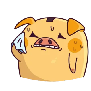 😬 porco, suando, desenho animado, animal, emoji, cansado, ansioso whatsapp sticker