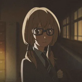 🩰 anime meisje, bril, anime, cartoon, illustratie telegram sticker