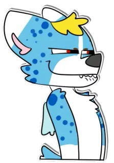 🍆 cartoon, furry, wolf, animal, smug, character, blue, white telegram sticker