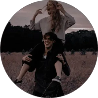 💭 couple, piggyback ride, friendship, outdoors, field, portrait, happy telegram sticker