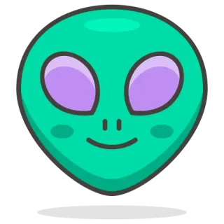 👽 Alieno, Spazio, Verde, Cartone animato, Sorriso, Carino, Sci-fi telegram sticker