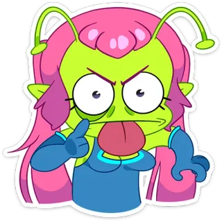😝 Desenho animado, Alienígena, Engraçado, Personagem, Cabelo rosa telegram sticker