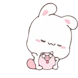 😜 토끼, 돼지, 귀여운, 카와이, 동물, 졸린 telegram sticker