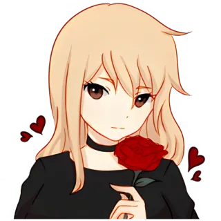 🌹 девушка, роза, сердце, аниме, мультфильм, женщина, женщина telegram sticker