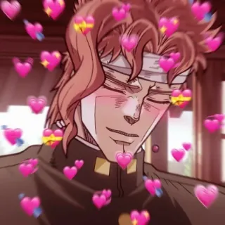 🥰 Noriaki Kakyoin JoJo's Bizarre Adventure 动漫, 爱心, 脸红, 爱, 可爱 telegram sticker
