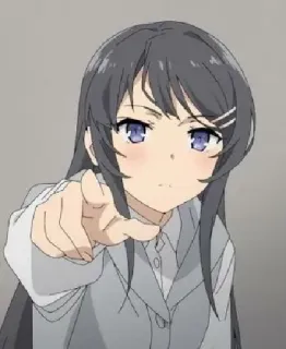 😐 Anime, Ragazza, Indicando, Personaggio, Ritratto telegram sticker
