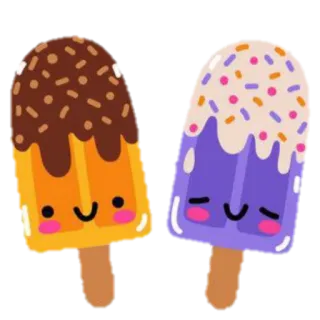 🍦 Piruleta helada, Helado, Dulce, Postre, Golosina, Lindo, Kawaii, Comida telegram sticker