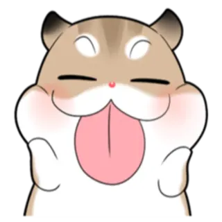 😝 хомяк, милый, животное, мультяшный, язык, счастливый whatsapp sticker