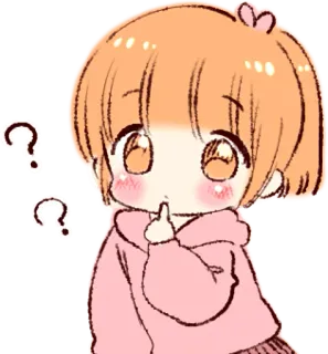 ❓ Anime, Manga, Fille, Mignon, Kawaii, Question, Dessin animé telegram sticker