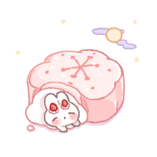 🍓 fofo, coelho, nuvem, kawaii, lua, rosa, sonhador whatsapp sticker
