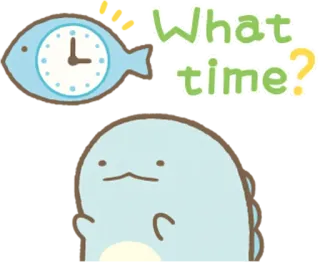 🕒 What time? czas, pytanie, kreskówka, zegar, ryba telegram sticker