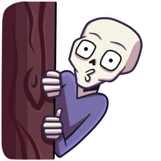 👀 scheletro, sbirciare, carino, umorismo, spaventoso, personaggio, cartone animato telegram sticker