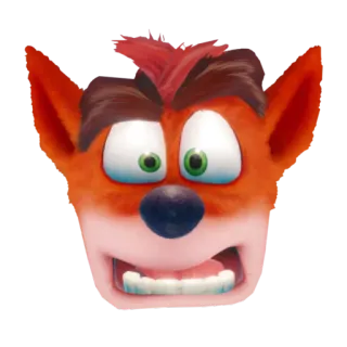 😧 Crash Bandicoot Crash Bandicoot, video game, cartoon character, marsupial, face whatsapp sticker