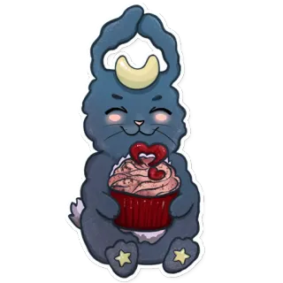 😊 กระต่าย, คัพเค้ก, หัวใจ, การ์ตูน, น่ารัก, คาวาอิ whatsapp sticker